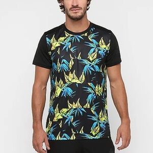 Adidas | Climacool Black and Blue Leaf Print Men's Tee Size Large